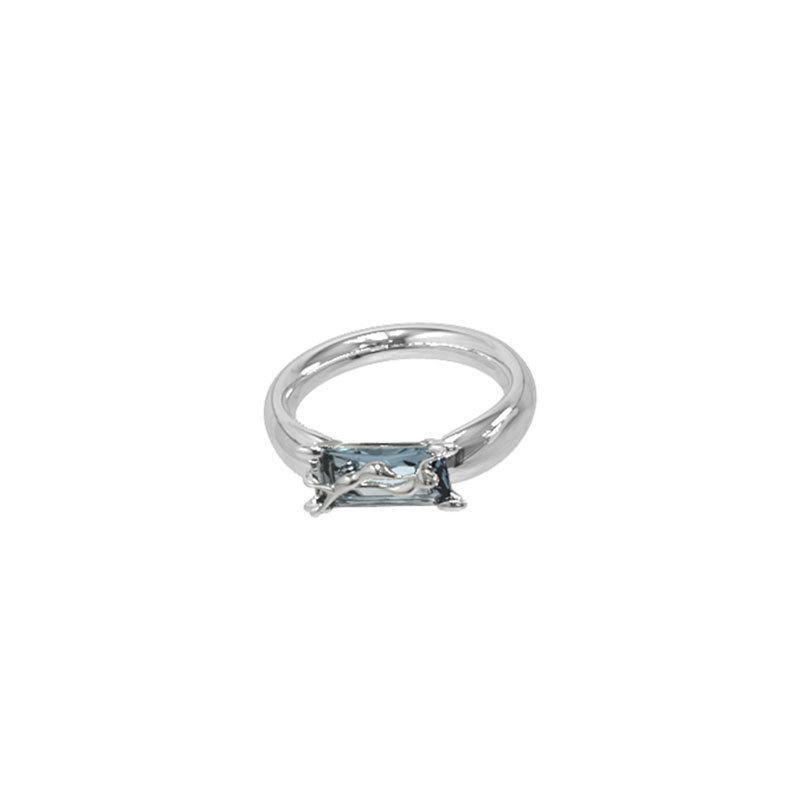 Custom Geometric Gemstone Ring - Women s Retro Punk Style