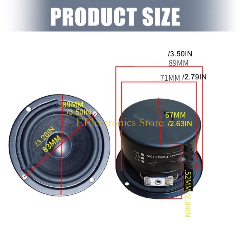 B03C Round Bass Speaker 3Inch Driver Subwoofer Speaker 15W 4/6/8Ohm 90dB Sensitivity