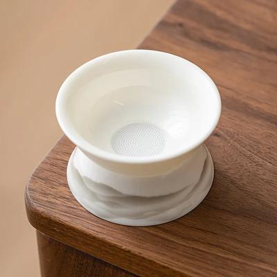 Mutton Fat Jade Tea Filter Chinese Mountain Ceramic Strainer Zen Teaware Accessories Tools Light Luxury Tea Maker Filter Sieve