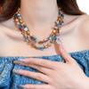 Color Beaded Necklace Sweet Vacation Style Versatile Sweater Chain Fashion Temperament Item Decoration Niche