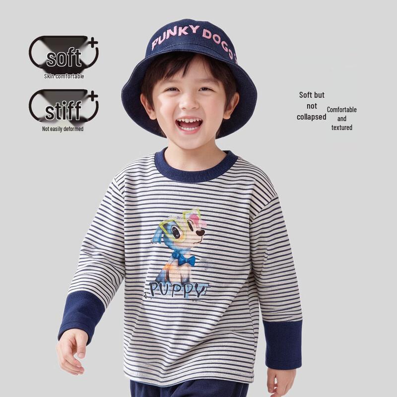 KuWaMi Kids' Unisex Striped Long-Sleeve Cotton Top