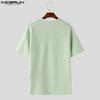 INCERUN Summer Men Short Sleeve Casual Loose Texture Henley T-shirts Tops