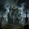 Retro Gothic Ghost Castle Pendant Necklace Style Halloween Accessories Necklace