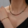 Bunte Zirkon Hip Hop Halskette: Einreihige Kristallkette Modeschmuck für Damen