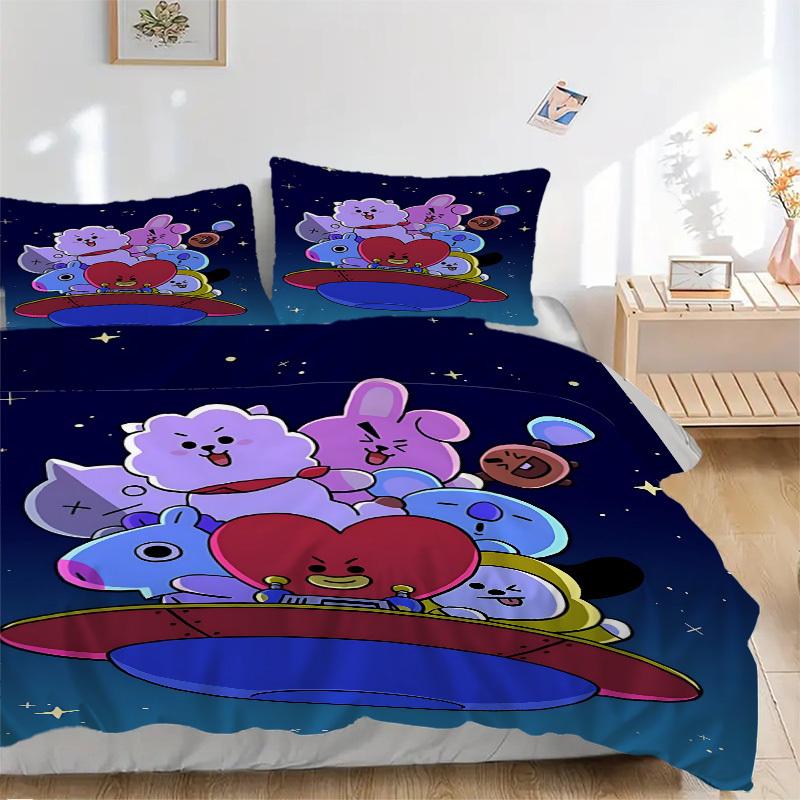 

3pcs BT21 Characters Bedding Set. Soft and Comfortable with No Core Included (1x Duvet Cover + 2x Pillow Covers) yy251009229 135x200cm