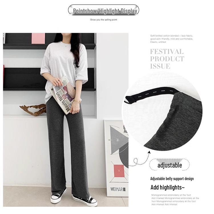 Summer Modal Wide-Leg Maternity Pants: Thin, Loose, Belly Support, Fashionable Casual Style