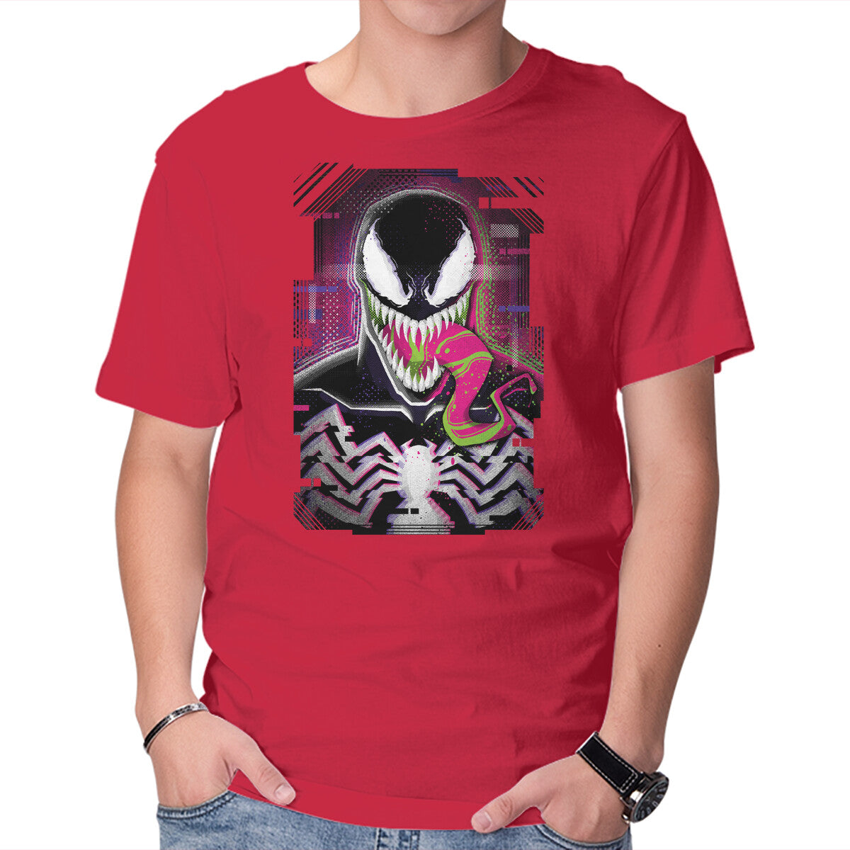 Unisex Crew Neck T-Shirt Venom Glitch Graphic Short Sleeve Casual Tee XXL