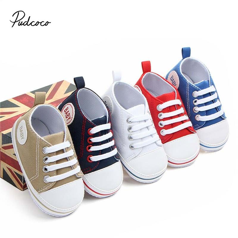 Baby First Walkers Cute Newborn Kid Canvas Sneakers Baby Boy Girl Soft Sole Crib Shoes Pre Walkers