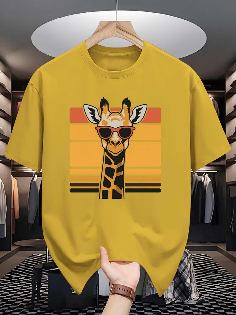 Unisex S Short Sleeve T Shirt Retro Giraffe Sunglasses Graphic Tees Vintage Animal Print Casual Soft Summer Streetwear Tops For Unisex