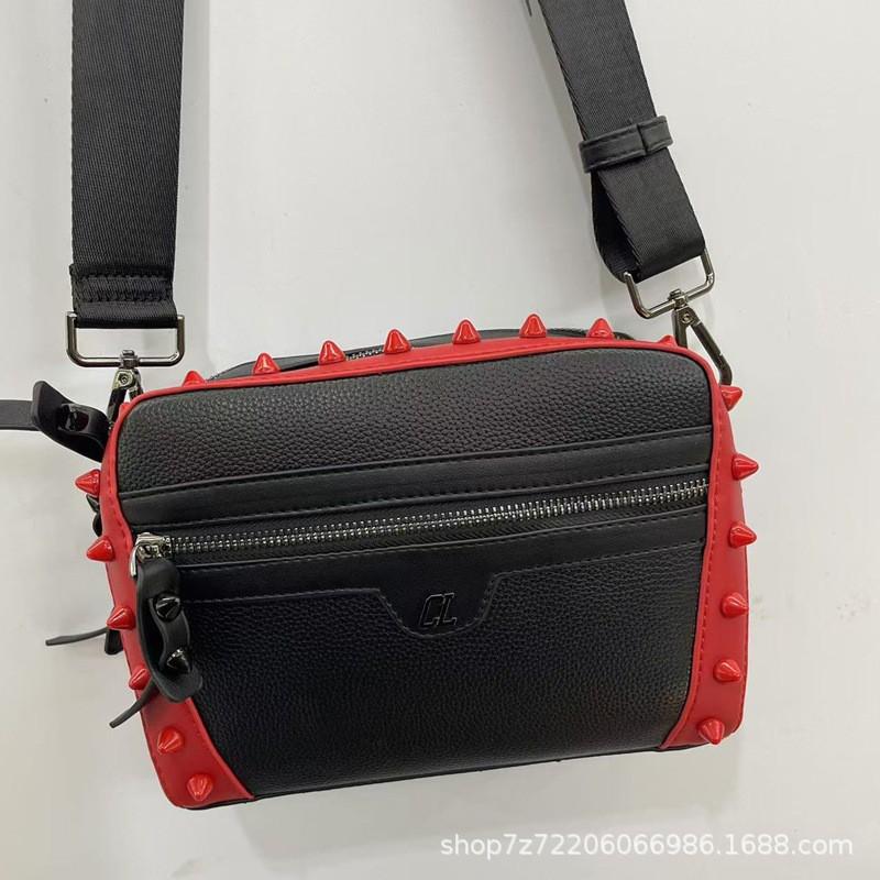 Unisex Faux Leather Shoulder Crossbody Bag Rivet Detail Daily Use
