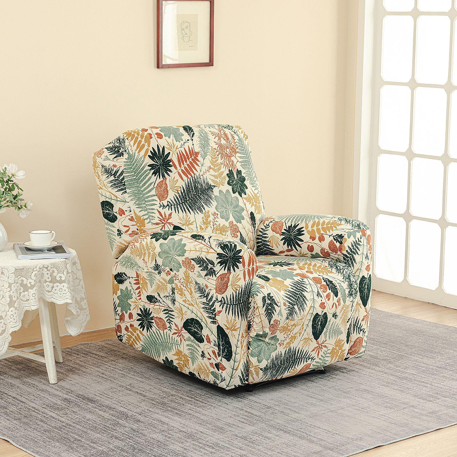

4pcs1 Seat Recliner Cover Stretch Couch Covers for Single Sofa Chair Printed Protector for Kids Pets Dog Cats Housse De Canapé