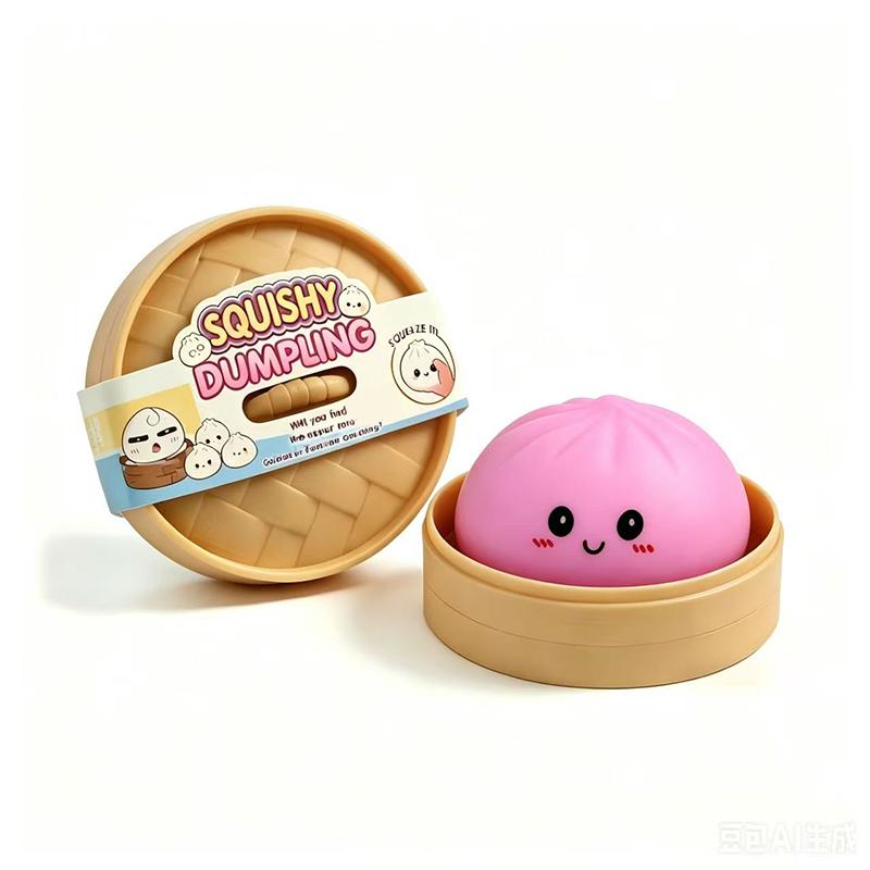 Nieuwe Glitter Dumpling Glitter Dumpling Squishy met Doos Dumplings Sensorisch Knijpspeelgoed voor Stressverlichting S