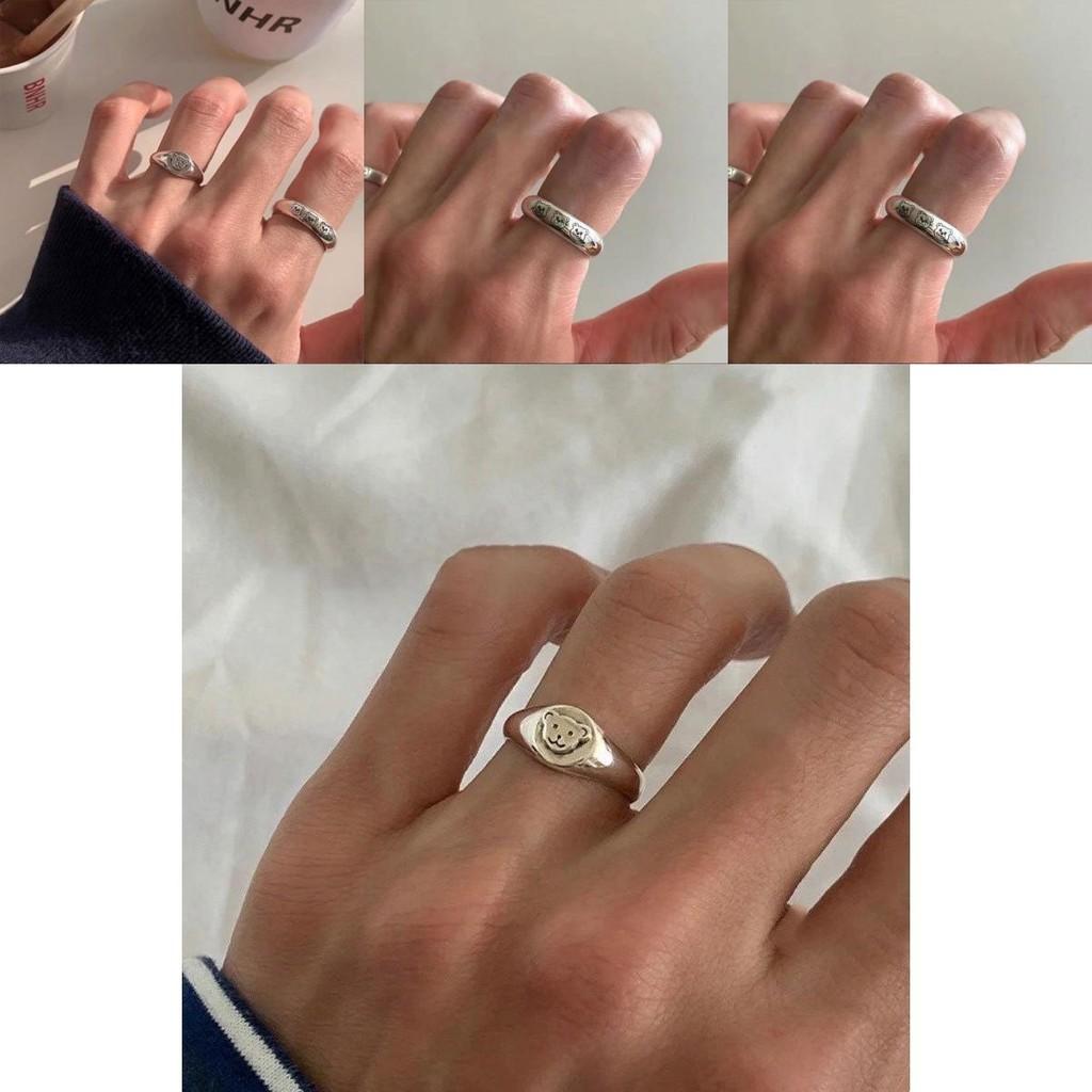 Retro Cute Eyecatching Bear Ring In Adjustable 925 Sterling Silver For Statement Fashion