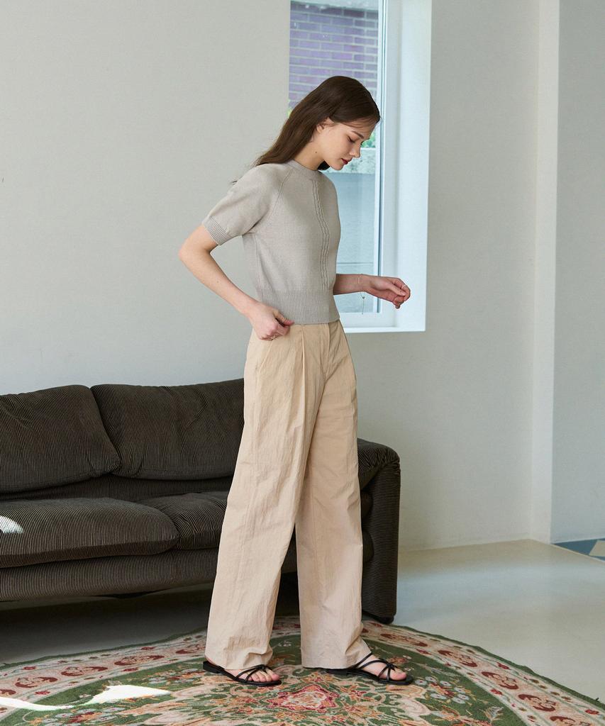 Deuloupisumeon Cable Line Linen Short Sleeve Knit [Ivory]