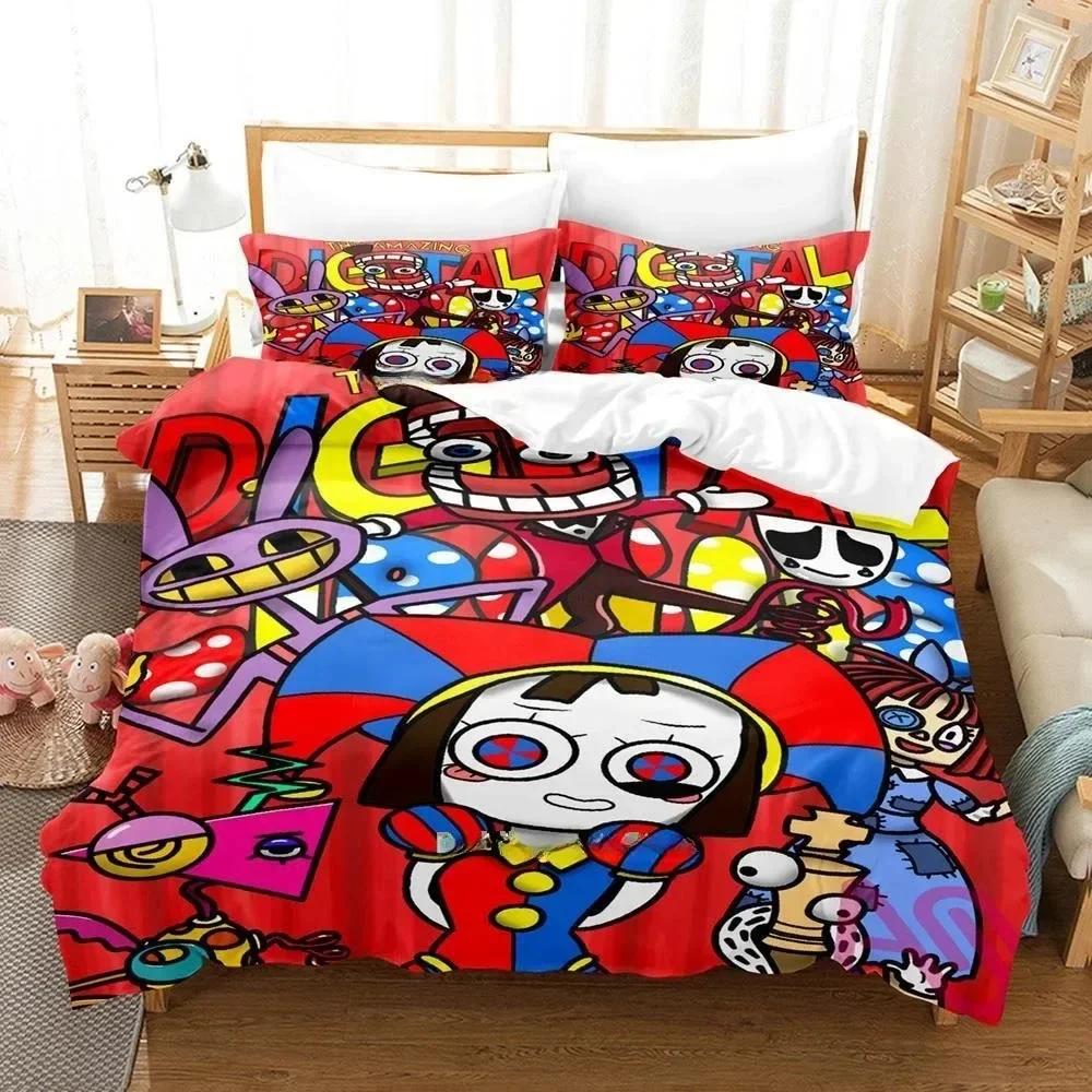 3D Printing The Amazing Digital Circus Bedding Set Cartoon Anime Three-piece Set Adult Kid Bedroom Duvetcover Sets Home Textiles