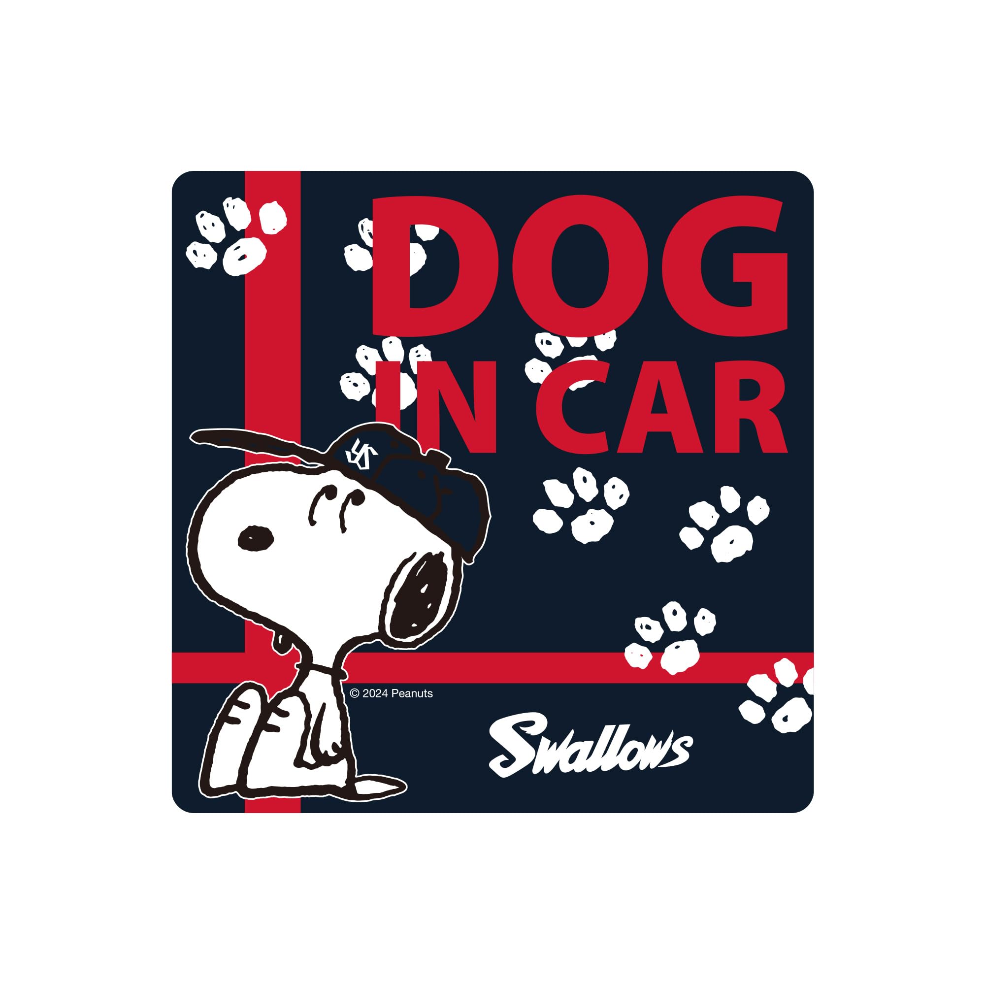 

Snoopy collaboration sign magnet DOG IN CAR Yakult Swallows standard тёмно-синий
