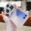 Lotus Flower Pattern Phone Case For Samsung Galaxy Z Flip 7 FE 6 5 4 3 5G Folding Hard PC Clear Cover For Samsung Z Flip7 Flip6
