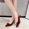 Fashion Summer Pointed Toe Women High Heels Fashion Butterfly-Knot Female Pumps New 2025 Footwear Slingbacks Ladies Mid Heels Sandals