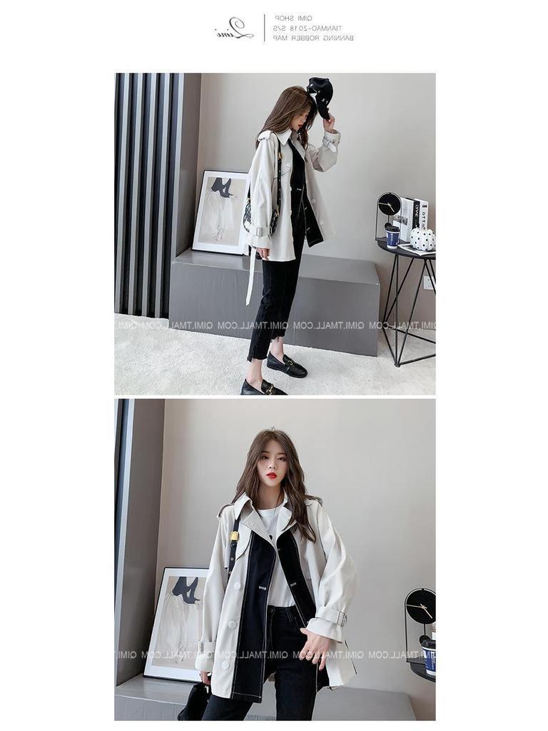 Design Sense British Style Women’s Trench Coat: Spring/Autumn, Versatile Mid-Length Tie-Waist Outerwear for Petite, Stylish Students.
