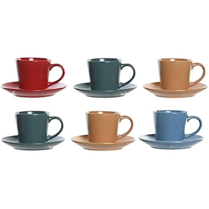 DKD Home Decor Set de Tasses avec Assiettes, Estándar