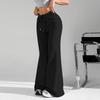 Ladies Fashion Loose Draw String Waist Solid Color Cargo Pants Leisure Flares