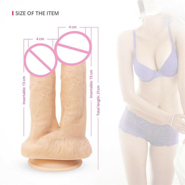 Realistyczne dwustronnie zakończone Dildo Dwustronna penetracja na czele Symulowana Penile Sucker Sex Toy dla kobiety