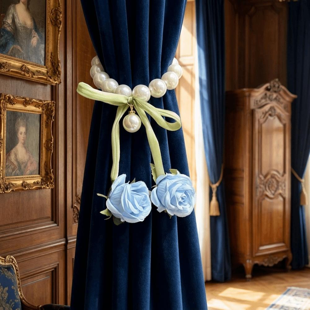 2PCS Decorative Rose Curtain Straps Portable Curtain Binding Curtain Buckle Living Room