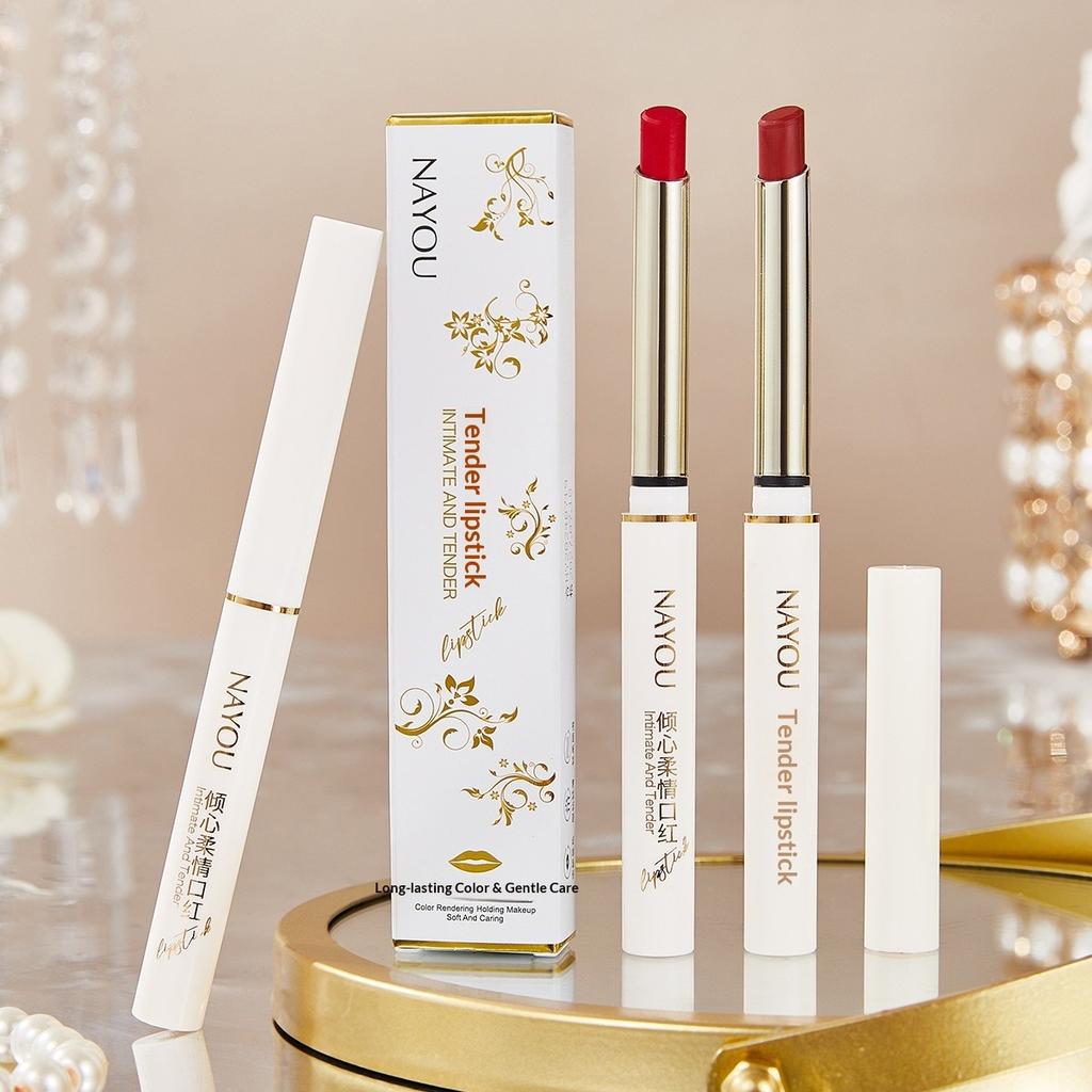 Nayou Qingxin Tenderness Lipstick Is Not Easy To Stick To The Cup Matte White Moisturizing Small Thin Tube Lipstick