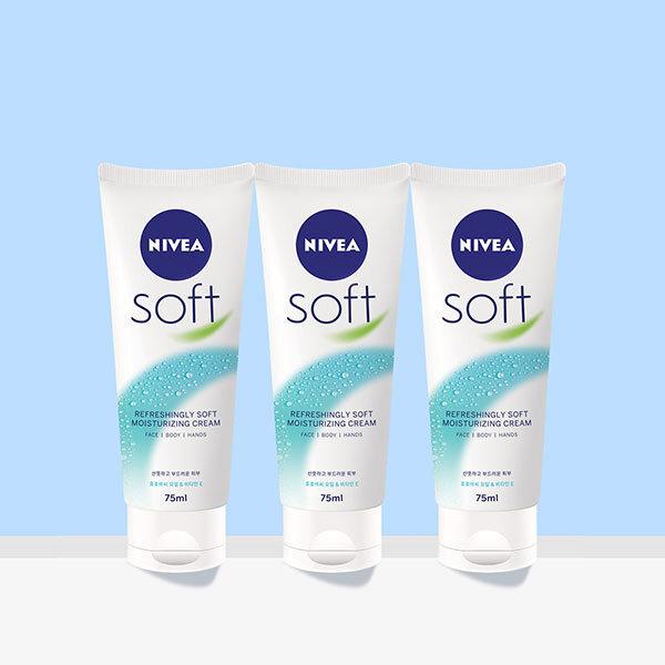 NIVEA Soft Refreshing Moisturizing Cream 75ml x 3 3 creams