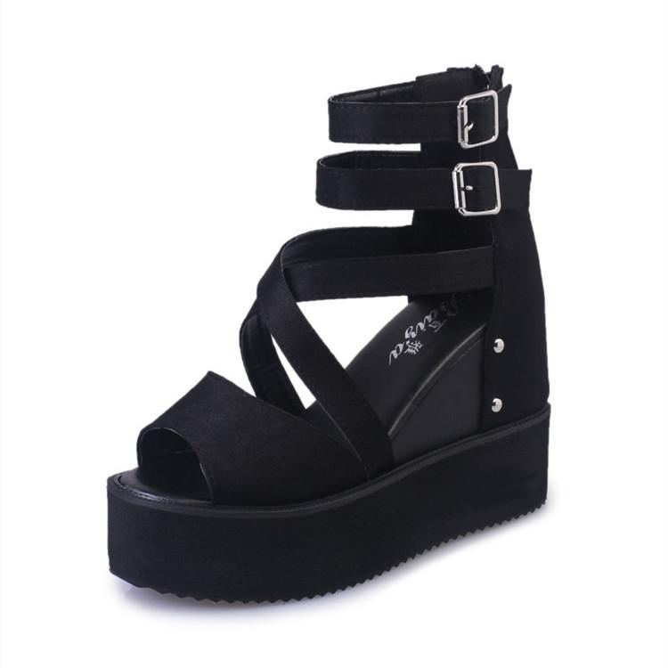 

Comemore Shoes Женские повседневные женские туфли с нескользящей платформой и высоким каблуком Fish Mouth, черные 2024, сексуальные женские сандалии с толстой подошвой 42 35