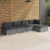 Vidaxl 5-Cz. Garden Lounge Set, Cushions, PE Rattan, Grey