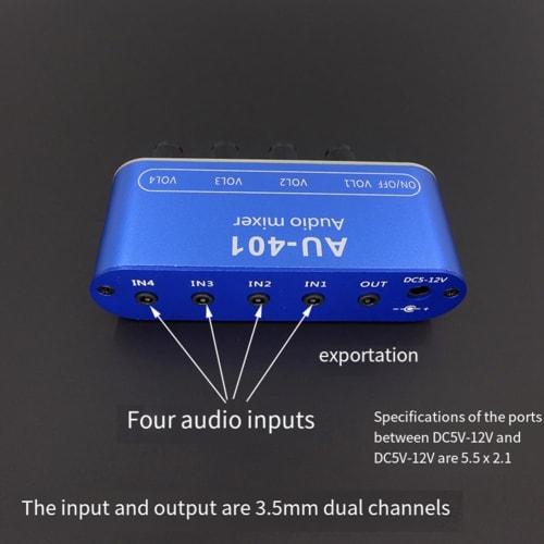 Bannik DC 5V-12V AU-401 Stereo Audio Mixer 4 Input 1 Output Separately Board Sound Mixing DIY Headphone Amplifier Durable
