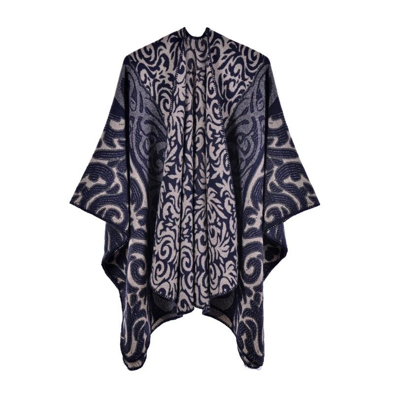 Neuer Damen-Schal-Umhang Retro Flamme Glückswolke Jacquard Warmer geteilter Schal