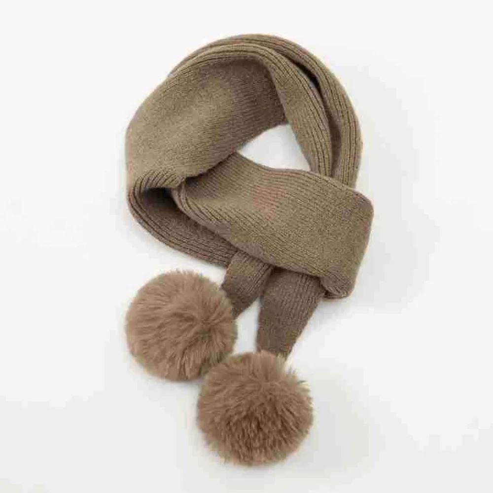Premium Solid Color Knitted Hair Ball Shawl Soft Scarf Women Winter Warm Thicken Wraps Neck Protection Shawl Fluffy Pompom Scarf