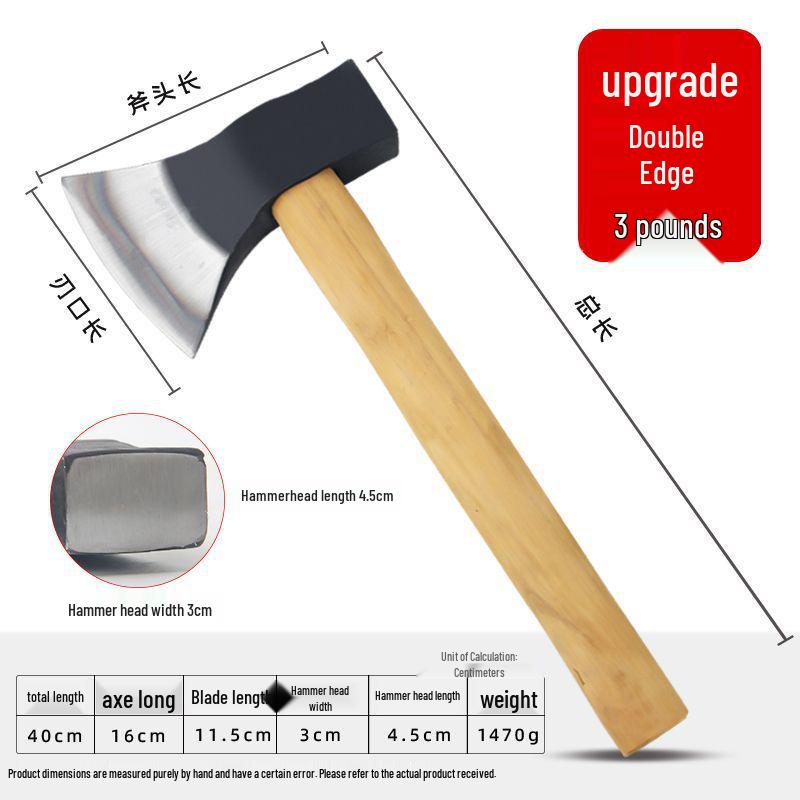Axe Splitting Wood Axe - Hand Forged Steel Cleaver for Outdoor Woodworking, Firefighting, & Mountain Adventures