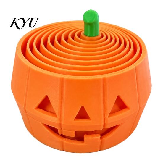 Creative Desk Ornaments 3D Printed Halloween Pumpkin Fidget Toy, Retractable Spiral Stress Relief Eco Friendly Pla Toys Ornament, Flexible PLA Sensory