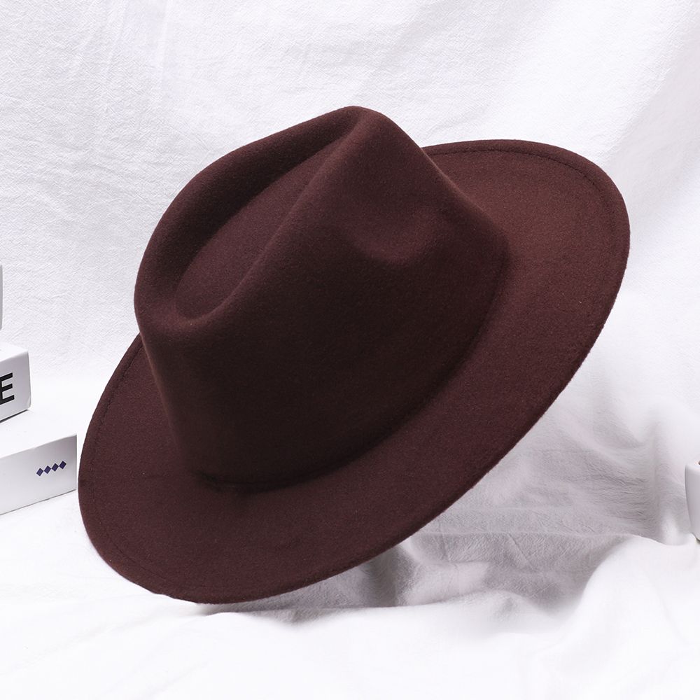 New Fashion Women Men Woolen Wide Brim Dress Dance Party Panama Cowboy Hat Jazz Cap Fedora Hat