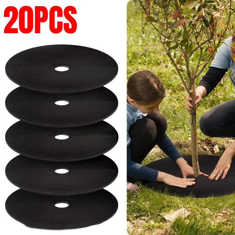 20PCS Weed Mat Non-Woven Tree Mulch Ring Tree Protector Mat Reusable Weed Barrier for Weed Control Root Protectio