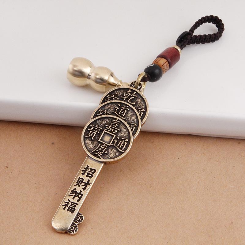 Twelve Zodiac Brass Keychains: Five Emperors Coin Pendants To Attract Wealth and Fortune