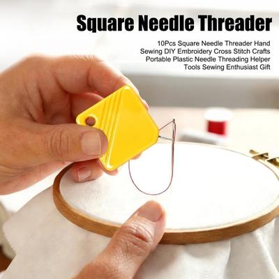 10Pcs Square Needle Threader Hand Sewing DIY Embroidery Cross Stitch Crafts Portable Plastic Needle Threading Helper Tools Sewing Enthusiast Gift