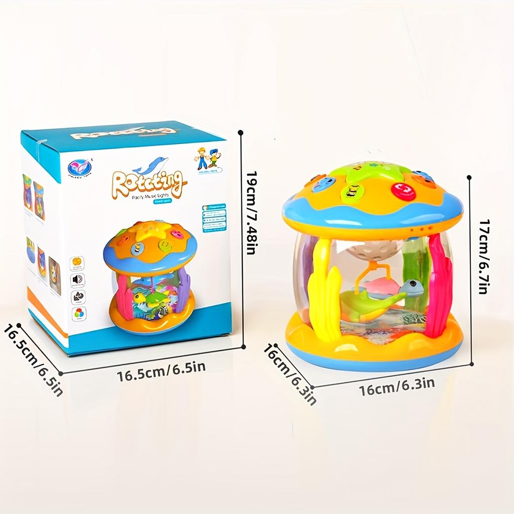 1pc Music Drum with Projection & Sound - Learning Suitable for Boys & Girls, Crawling & Tummy Time Development for Baby
