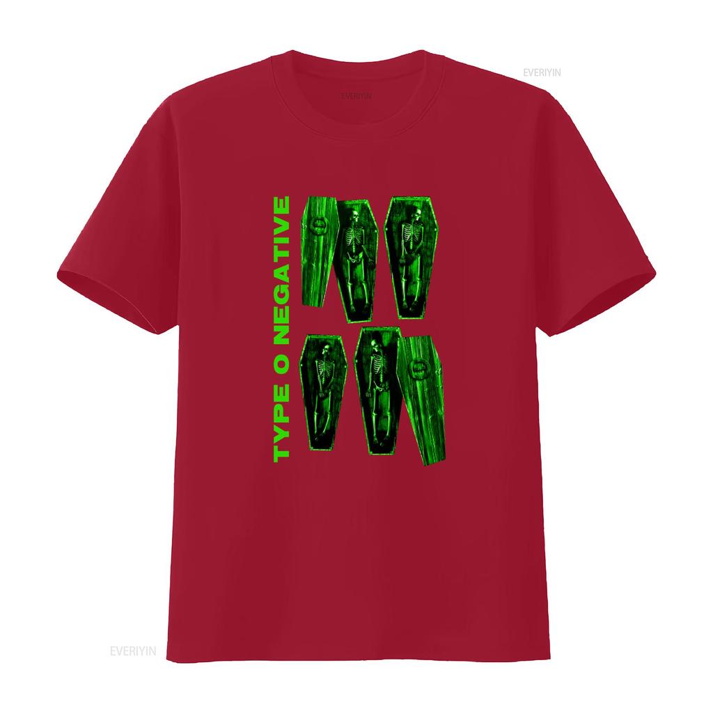 Type O Negative Coffin Skeleton T Shirt for Gothic Rock Band Vintage Washed Versatile Soft Designer Clothes Stretched Graphic