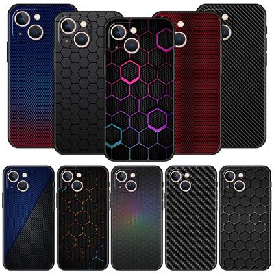 Fibre de Carbone Pour iPhone 11 12 13 15 14 Pro Max Coque de Téléphone X XR XS 7 8 Plus SE 2020 Luxe Noir Doux Silicone Housse Funda
