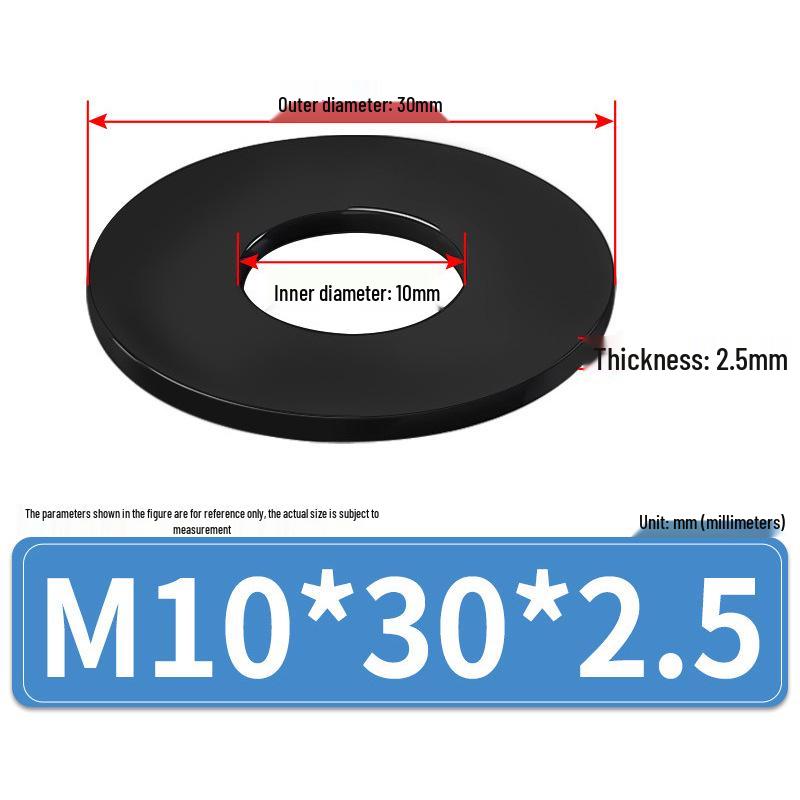 8.8 Grade Black Hardened High-Strength Oversized Flat Metal Spacer Washer (M2-M8)