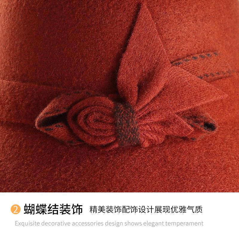 Autumn and winter new bucket hat woolen hat ladies lady hat warm bow short brim basin hat