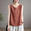 Sommer lässiges O-Ausschnitt ärmelloses Damen-Tanktop aus Baumwolle