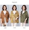 Stylish 2024 Women's Pure Cotton Hooded Jacket – Loose Fit, Plus Size, Casual Short Trench for Middle-Aged Moms