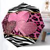 1pc Leopard Print Heart Folding Umbrella, Durable, Suitable for Outdoor Activities or Rain, Suitable for Commuting Yy251027114