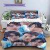 Kpop Boygroup 3-teiliges Bettbezug-Set, Bettwäsche-Set mit Idol-Porträt-Druck, Schlafzimmer Heimtextilien Dekor Ohne Kissenkern Decke Für Popmusik-Fans