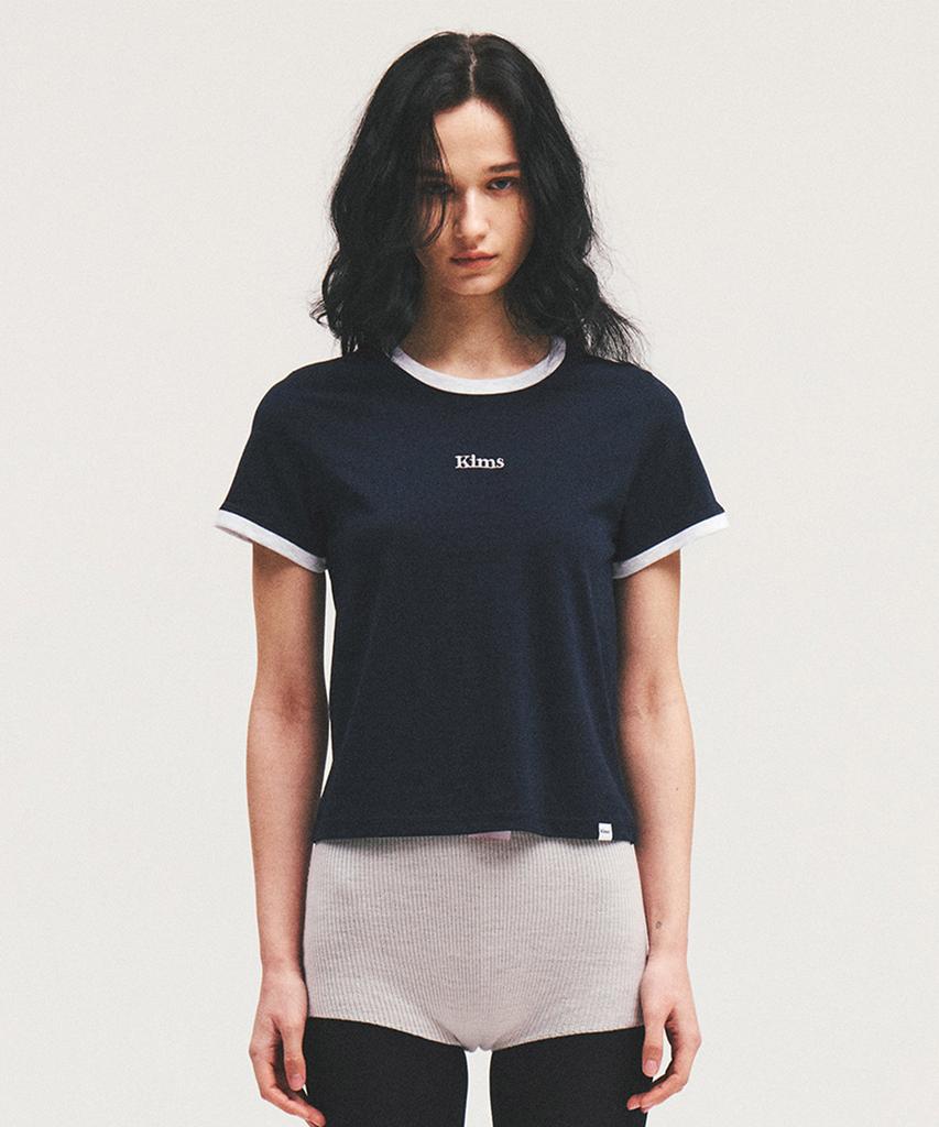 Kimseupeulesikoteunmakes (Unisex) Kims Logo Ringer Tee Navy